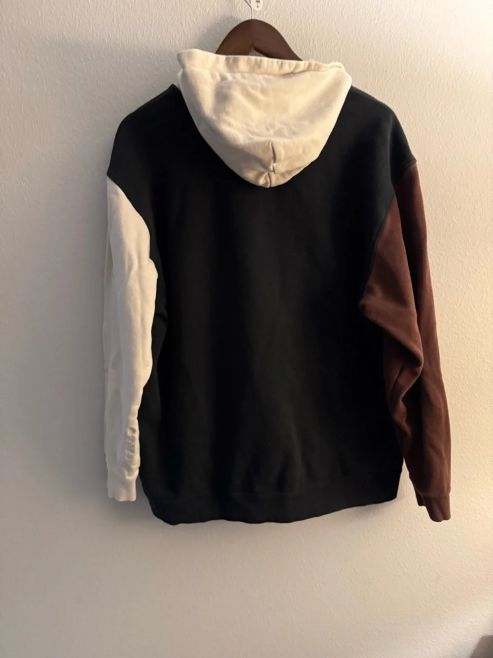 adidas Black Hoodie with Brown and Cream Sleeves
